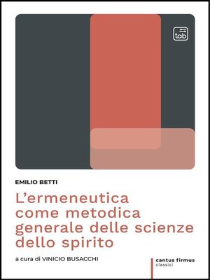 cover image of L'ermeneutica come metodica generale delle scienze dello spirito